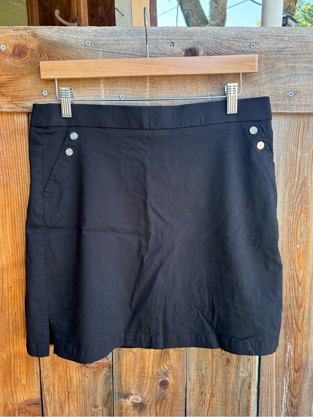 Rafaella Black Mini Skirt with Button Accents
